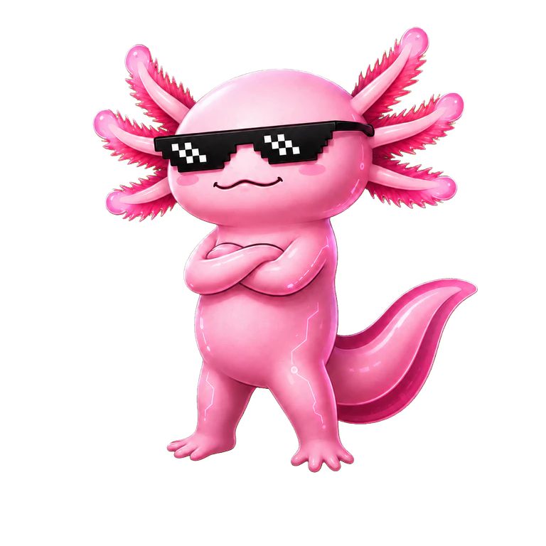 Mascota rosa de ESP32-TOOLS con lentes pixelados